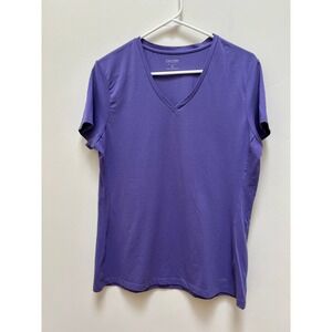 Calvin Klein T Shirt Women XL Purple Performance Quick Dry V-Neck Activewear Top